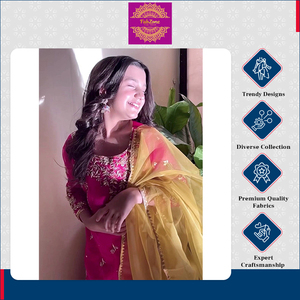 Vêtements de créateur de qualité supérieure vêtements indiens pakistanais tendance haut en fausse georgette lourde ensemble de costumes Kurti Sharar avec Dupatta - Product Image 4