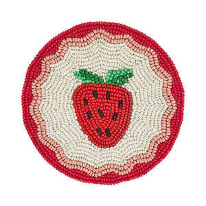 <b>Beaded</b> hand made <b>Coaster</b> Embroidered Strawberry Theme multi color Color Free <b>Beaded</b> <b>Coaster</b> Set of 4 Best Selling Bead <b>Coasters</b> - Product Image 1