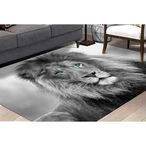 Tapis imprimé Lion Sauvage : Entrée, Petit format, Animal, Décoration de salle à manger, Tapis fin non tissé - Product Image 4