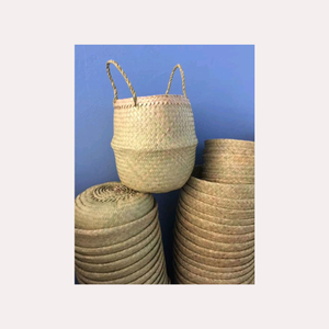 Panier de rangement en jonc de mer tissé à la main, artisanat fait à la main - Product Image 5
