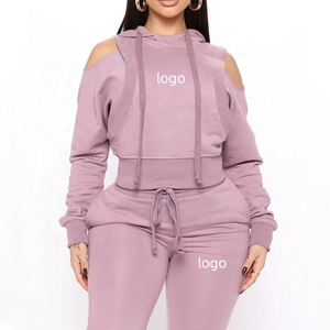 OEM Hot Sale Custom Thick Fleece Wholesale Women Sweatpants <b>Hoodie</b> Jogger Sets Plain Blank Sweatsuit Set Tracksuits for women - Product Image 1