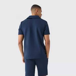 OEMN/ODM Conjunto de verano personalizado para hombre 100% algodón con cuello en V Polo Camiseta y pantalones cortos Chándal de jogging de 2 piezas para hombre - Product Image 2