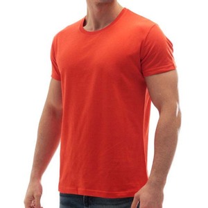 Camiseta de Hombre de Cuello Redondo, Color Naranja, Estilo Casual, Ajustada, Diseño Moderno, Único, de Algodón - Product Image 3