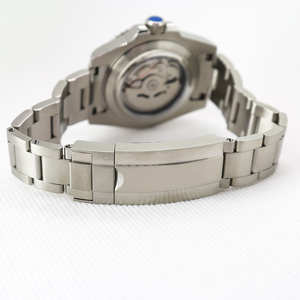 Hip Hop Fashion Men Blue Vintage 20mm Band Sapphire Crystal Stainless Steel <b>Automatic</b> Mechanical <b>Chronograph</b> Watch - Product Image 5