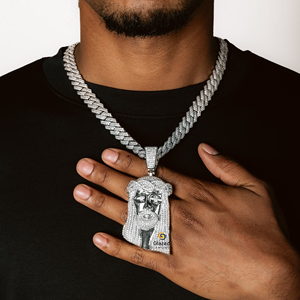 Shinny Hip Hop Jesus Face Completamente Iced Out Colgante Adornado con Moissanite brillante redondo VVs Diamantes 10K Oro blanco D Incoloro - Product Image 1
