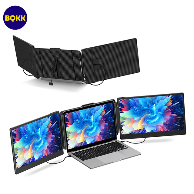 14 Inch Triple Laptop Screen Portable Foldable Monitor IPS Full HD Type C Display for Gaming Office Travel Business Support OEM