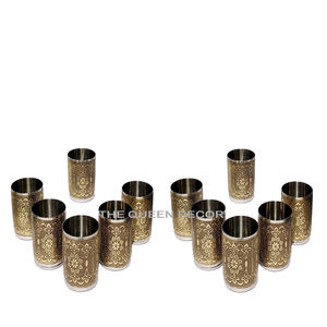 Ensembles polis brillants de forme ronde en métal d'acier inoxydable les plus vendus de 2 verres à boire Accent de vaisselle de luxe - Product Image 6