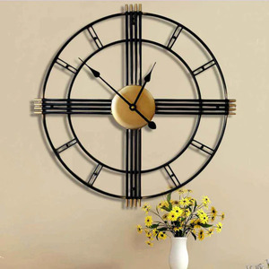 Metal <b>Black</b> <b>Wall</b> <b>Clock</b> with Unique Quartz Design Outdoor Living Room Needle Display with Alarm Function - Product Image 1