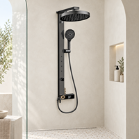 Douche LED à jet de pluie et massage, avec barre coulissante, affichage numérique intelligent, en laiton noir, fixation murale, pour hôtels, nouveau design WYRAX, modèle Tiktok