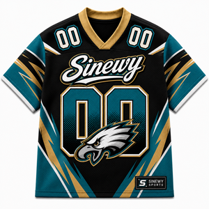 Maillot de football américain Sinevy pour homme, col en V, manches courtes, maille sublimée, 100% polyester, évacuation de l'humidité, vêtements de sport pour adultes - Product Image 2