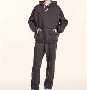 Vente en gros Survêtement Vêtements de sport vierges unisexe Sweat à capuche zippé Jogging Ensemble pantalon de survêtement évasé et sweat à capuche Logo personnalisé Survêtements - Product Image 1