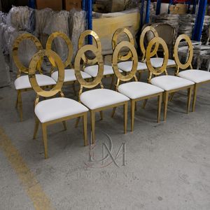 Modern Open Round Ring Back Gold Stainless Steel Wedding <b>Chair</b> with <b>White</b> Cushion for Wedding and Banquet Events Event Seating - Product Image 2