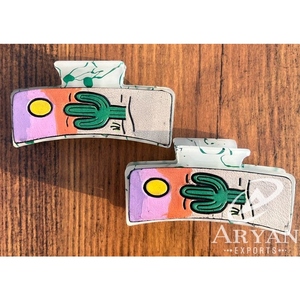 Top Selling Western Pattern Hand <b>Tooled</b> Leather Hair Claw for Women Large High Quality Genuine Cowhide Leather Hair Claw <b>Clips</b> - Product Image 1