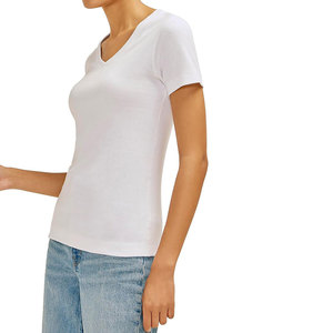 Camiseta informal ligera de algodón/poliéster para mujer, diseño teñido liso de manga corta para mujer, característica comprimida - Product Image 4