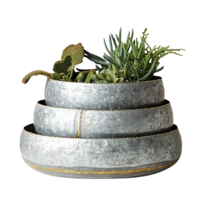 Ensemble de 4 jardinières de fleurs de formes différentes avec des jardinières en étain galvanisées de taille personnalisée de la plus haute qualité d'Inde - Product Image 3