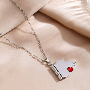 Collier Pendentif Cœur en Acier Inoxydable 316L Plaqué Or PVD 14K 18K avec Zircon, Personnalisable et Vierge pour Gravure - Product Image 5