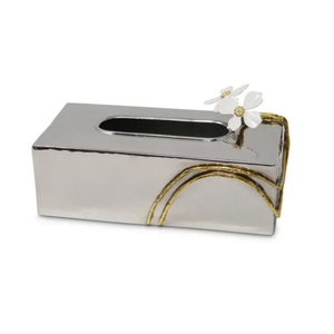 Vente chaude Design Moderne Hôtel Vaisselle Élégant Noir Orchidée Rectangulaire Boîte À Mouchoirs Titulaire En Vente En Métal Serviette Accessoires - Product Image 4