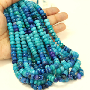 ลูกปัดโอปอลสีน้ำเงินเข้มเฉดฟ้าสวยงาม รูปทรงกลมเรียบ ขนาด 7-10 มม. ลูกปัดโอปอลสีน้ำเงินเข้ม เฉดสีฟ้า ลูกปัดพลอยเรียบ คุณภาพ AAA - Product Image 1