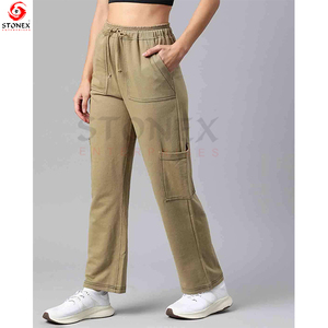 Women's Winter XL Gym Jogger Cargo Pants Straight Track Baggy Logo Insert Pockets Comfortable Sweatwear Wholesale Cheap Price - Product Image 2