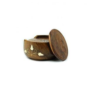 Luxury Coaster Durable Quality Coasters Custom Sized Eco Friendly Cork <b>Wood</b> & Brass Inlay Metal Inlay Set - Product Image 5