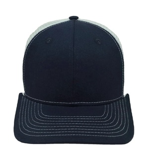 Injae Viña Vietnam Sombreros Fábrica Custom Azul oscuro/Blanco Sombreros de camionero en blanco Promoción Precio barato Gorra Snapback - Product Image 1