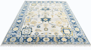 Alfombra Oushak Rectangular Moderna de Lujo, Hecha a Mano con Lana de Nueva Zelanda, Antideslizante, Diseño Floral Grande para Sala de Estar - Product Image 3