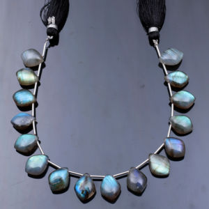 Cuentas de labradorita iridiscente genuina, hebras de piedras preciosas naturales pulidas sueltas para pulsera, collar, fabricación de joyas - Product Image 5