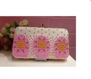 Exquisite Handcrafted Fabric <b>Clutch</b> Purse With Floral Embroidery Ideal For Special Occasions <b>Weddings</b> And More - Product Image 1