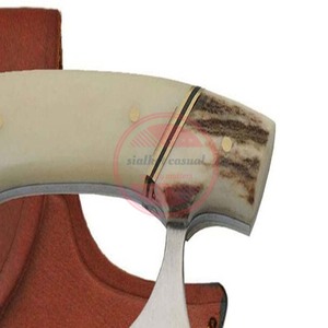 Hacha profesional de acero de Damasco para pizza con Funda de cuero cuchillo Ulu personalizado - Product Image 6