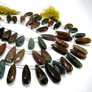 Perles naturelles en forme de poire Mookaite Briolette lisse 10x20mm à 11x25mm brin de pierres précieuses graduées 8 pouces de long - Product Image 1