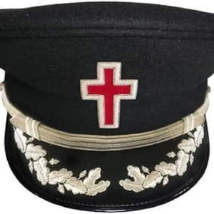 Gorras de Vestimenta de los Caballeros Templarios de la Logia Regalia, Bordado Metálico Plateado con Emblemas, Cruz de Caballero - Product Image 1