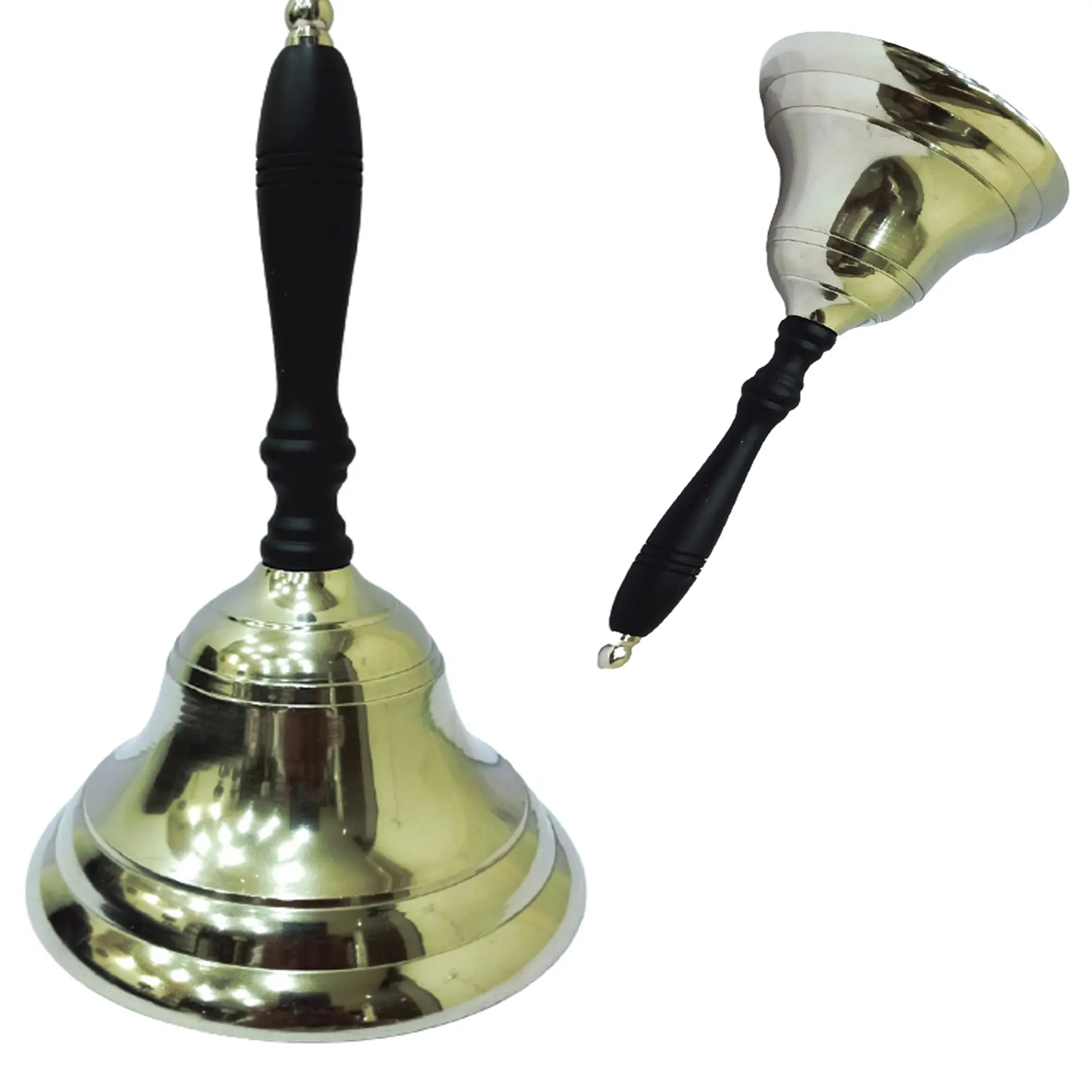 Nautical Hand Bell Aluminum Wood Handle for School Church Performance or Home Decoration Bell