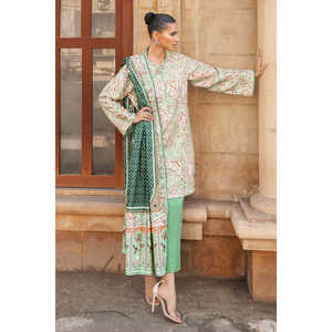 Conjunto de 3 Piezas de Salwar Kameez de Algodón Estampado Khaddar con Dupatta K-52043, Vestido Pakistaní para Festivales y Ropa Étnica, Vestidos Indios - Product Image 4