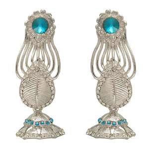 Kriaa ต่างหูแบบห้อยหินออสเตรีย1302208ชุบโรเดียมสีทองสำหรับเป็นของขวัญแต่งงานทางศาสนาส่วนใหญ่ทำจากเพทาย - Product Image 1