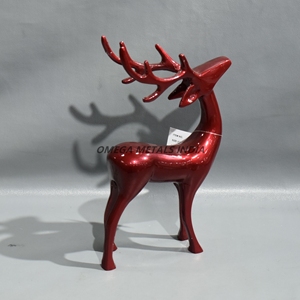 Estatuilla de reno de Navidad roja brillante al por mayor de fábrica con cuerpo elegante y astas elegantes para decoraciones festivas modernas - Product Image 4