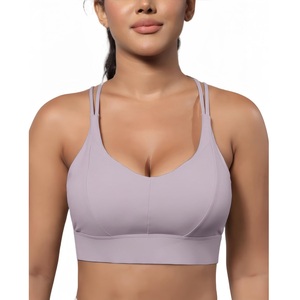 Sujetadores deportivos de mujer sólidos de punto personalizables al por mayor, transpirables, antibacterianos, ecológicos para correr al aire libre, yoga - Product Image 1