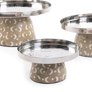 Soporte de Metal para servir postres, Juego de 3 soportes decorativos para fechas de nácar para Ramadán, cuenco de Chocolate dulce, forma redonda - Product Image 1