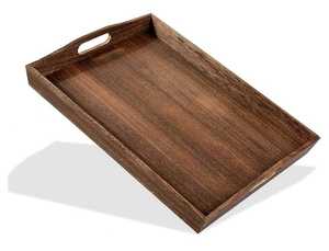 Plateau de service rond multifonctionnel en bois naturel durable fait à la main par MA CRAFT INDIA avec option de taille personnalisée - Product Image 2