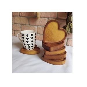 Sous-verres en forme de cœur en bois écologiques avec support en bois de qualité supérieure Prix d'usine Fournisseur Fabricant SCI Inde - Product Image 2