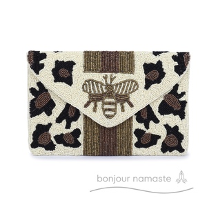 Borsa da donna firmata da sella 100% realizzata artigianalmente con perle di vetro | Ricamo ape | Borsa artigianale ecologica - Product Image 5