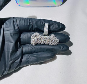 New Arrival Men's Moissanite Pendant High Quality 3D Letter COM Iced Sterling <b>Silver</b> <b>Pearl</b> Diamond Hip Hop Fashionable <b>Necklace</b> - Product Image 5