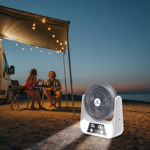 Ventilateur de table portable <span class=keywords><strong>TK</strong></span> & AMZ en promotion, 6/8 pouces, avec lumière LED, recharge solaire AC/DC, 110V/220V, rechargeable pour usage domestique et extérieur - Product Image 3