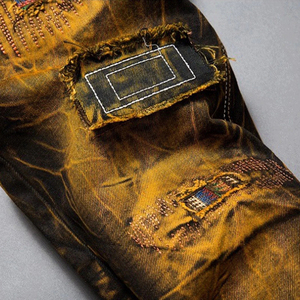 Nouveau Jean en Denim Tendance Taille Haute Coupe Droite pour Homme, Imprimé Personnalisé, Grande Taille, Respirant et Écologique - Product Image 4