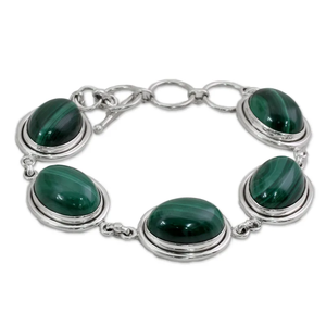 Vente en gros élégant bracelet en argent fabriqué à la main en malachite bijoux Sterling ajustables en pierre précieuse article de cadeau de fête religieuse chrétienne - Product Image 3