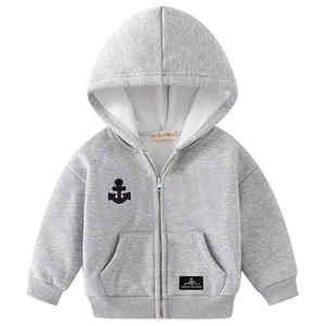 Sweat à capuche à manches longues en coton biologique, Sweat à capuche à manches longues en tissu avec fermeture éclair pour bébé fille - Product Image 2