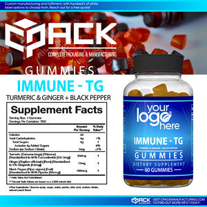 Gomas de suplemento dietético de cúrcuma y jengibre + pimienta negra de marca privada de calidad superior del fabricante de origen de EE. UU. - Product Image 3