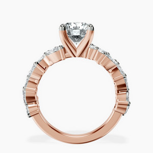 Bague avec pierre latérale en diamant de laboratoire, or rose 14K, 0,50 ct au centre, couleur EF, clarté VS1, 1,00 ct pierres latérales, 14 petites pierres - Product Image 3
