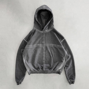 Sudadera Clásica para Hombre con Lavado Ácido, Corte Holgado, Estilo Urbano, Forro Polar Grueso, Bolsillo Tipo Canguro, Puños Acanalados, Sudadera Urbana de Invierno - Product Image 2