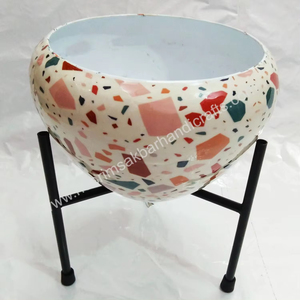 Maceta Metálica de Interior Ecológica de la Mejor Calidad, con Diseño de Mosaico Esmaltado, Recubrimiento de Polvo Negro, Soporte para Flores Artificiales de Jardín y Hogar - Product Image 3