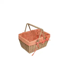 Depolama sepeti hasır piknik çantası için astar ile el yapımı hasır seagrass sepeti stoklanan ev bahçe dekorasyonu